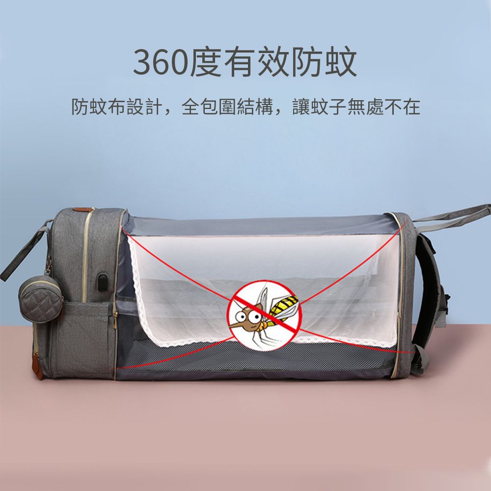  BASEE 多功能大容量媽咪包 媽媽便攜折疊嬰兒床後背包 孕婦待產包 獨立保溫奶瓶 嬰兒推車包 附尿布墊