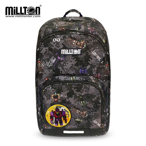 【Millton】澳洲軍規護脊書包 20L-黑戰數元Pixel Fighter