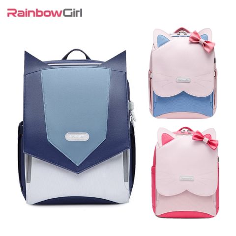 RainbowGirl 兒童1-6年級110-155cm 喵咪/英雄 3D減壓護脊書包