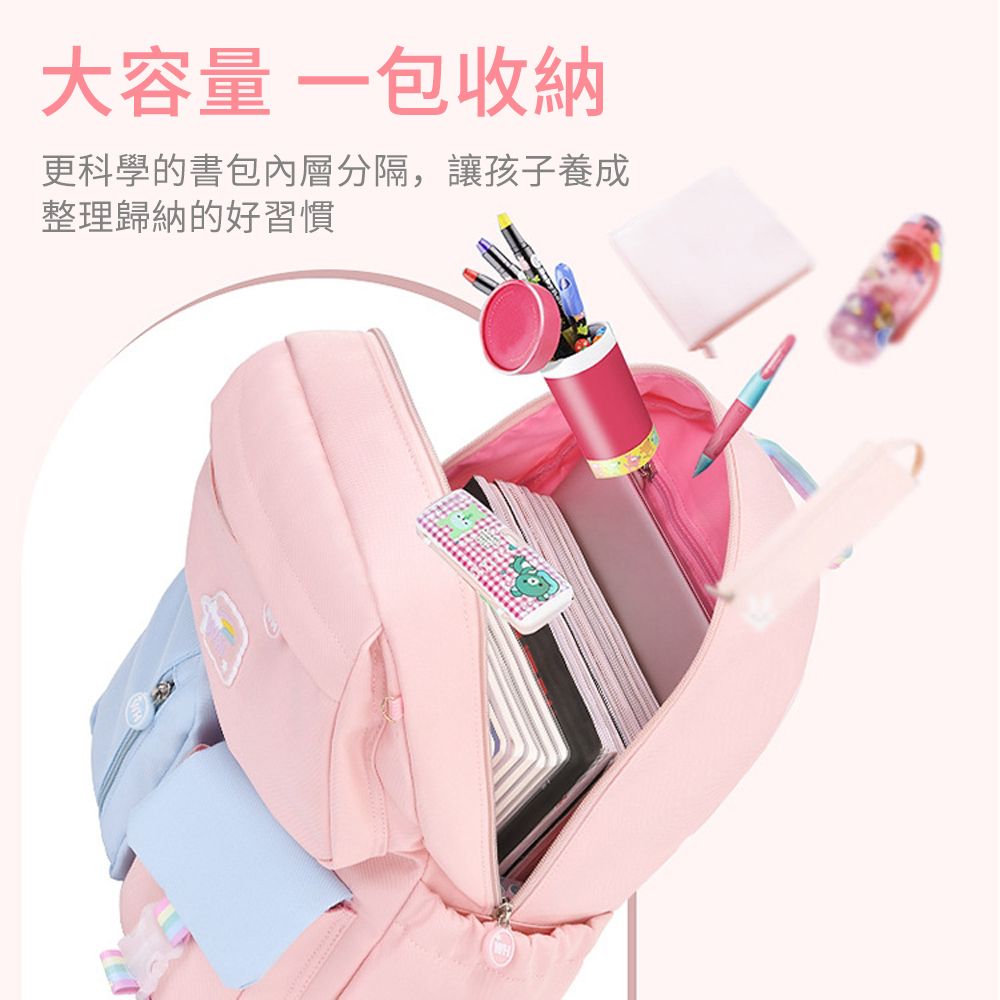 Mass 馬卡龍超輕減壓護脊書包 國小學生開學書包 兒童雙肩後背包 3-6高年級適用(聖誕禮物)