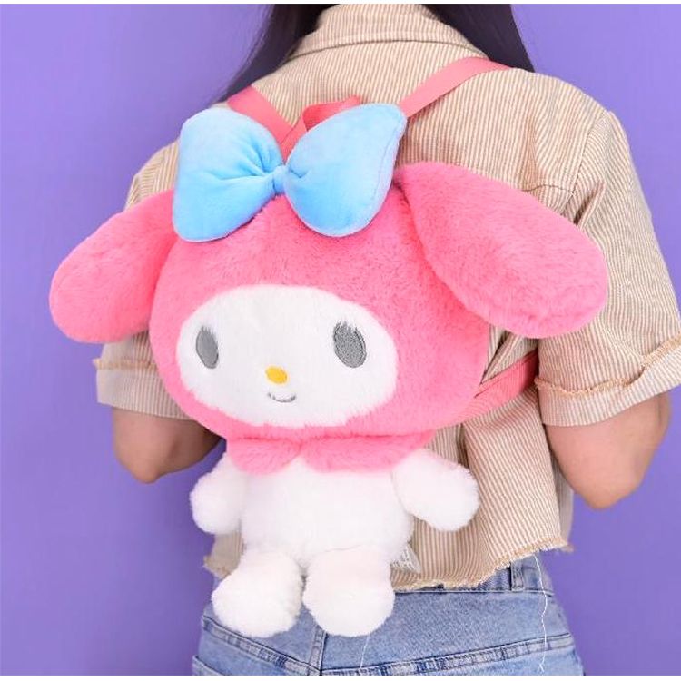 Sanrio 三麗鷗 三麗鷗美樂蒂兒童後背包包雙肩背包絨毛娃娃玩偶背包 894154(生日禮物 聖誕節)【小品館】