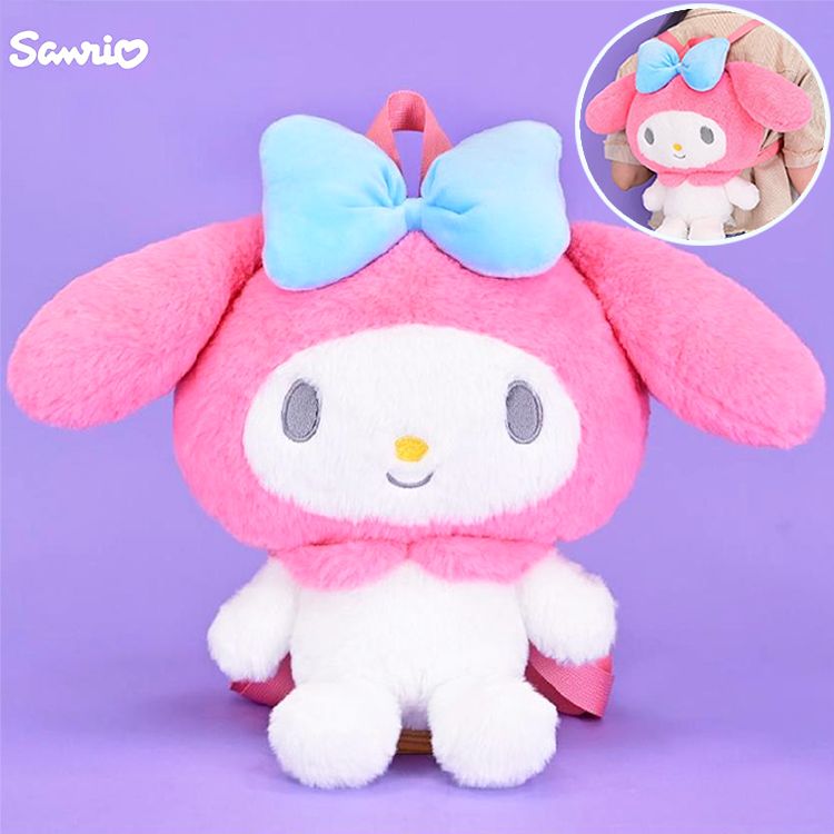 Sanrio 三麗鷗 三麗鷗美樂蒂兒童後背包包雙肩背包絨毛娃娃玩偶背包 894154(生日禮物 聖誕節)【小品館】