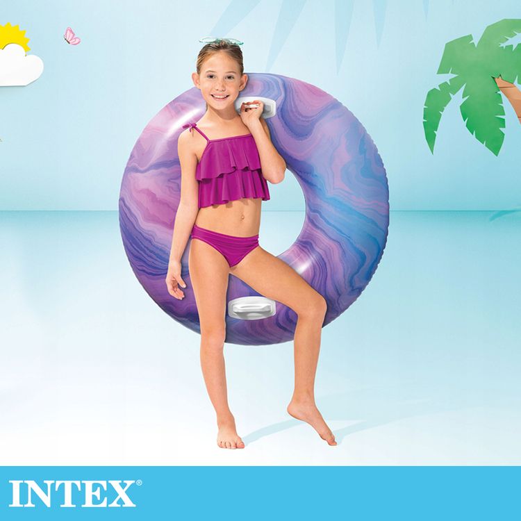 INTEX  炫染風游泳圈-直徑114cm-3款任選 適9歲+ (56267NP)