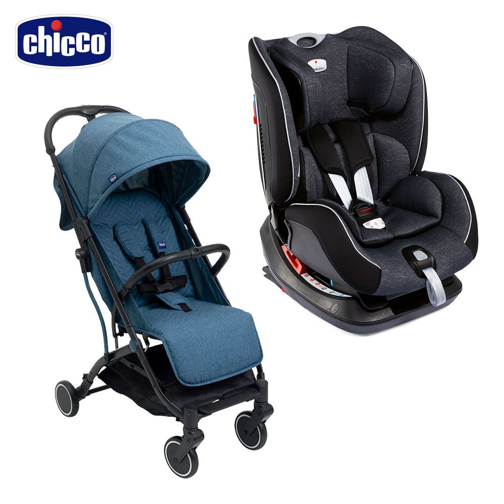 chicco Seat up 012 Isofix安全汽座勁黑版+Trolleyme城市旅人秒收手推車