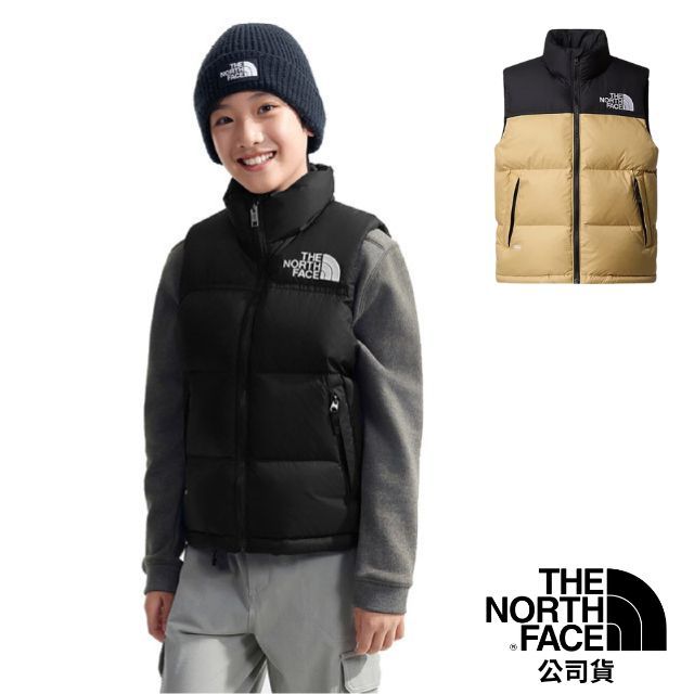 The North Face 北面 童/女 輕量防潑水保暖羽絨背心.防風馬甲/700蓬鬆度羽絨.可打包收納/8A4B