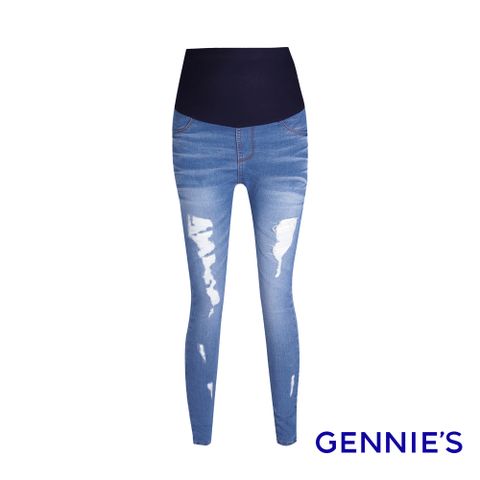 Gennies奇妮 破損風修身牛仔褲(藍D4V07)