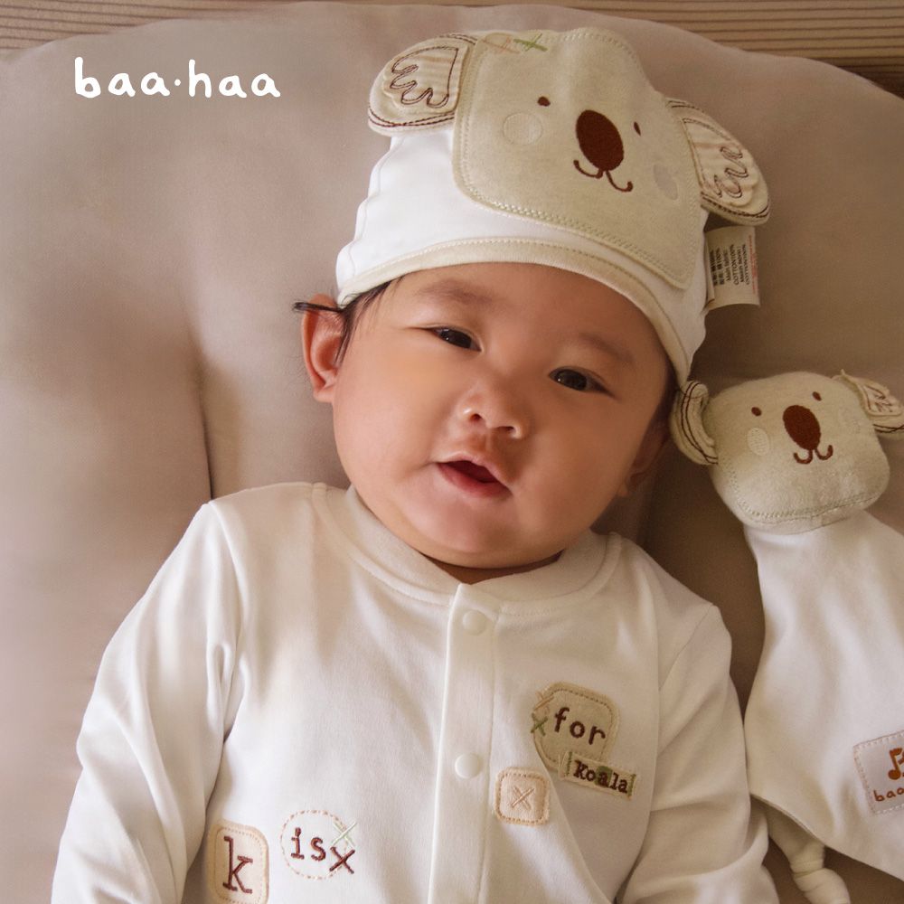 Gennies 奇妮 bbaa.haa系列-原棉無尾熊寶寶帽子手套組(嬰兒帽 嬰兒手套 防抓手套 新生兒)