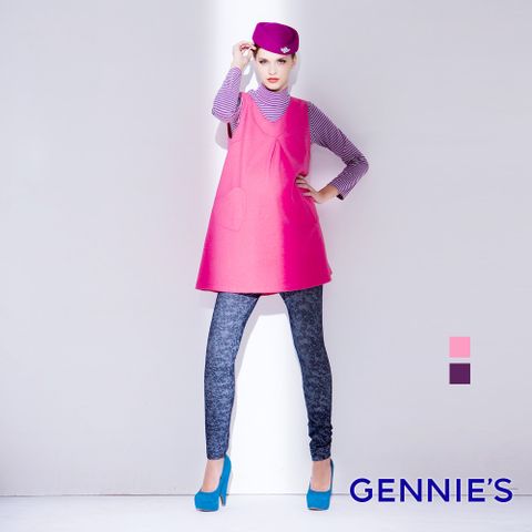 Gennies 奇妮 010系列-愛心拼接羊毛背心洋裝