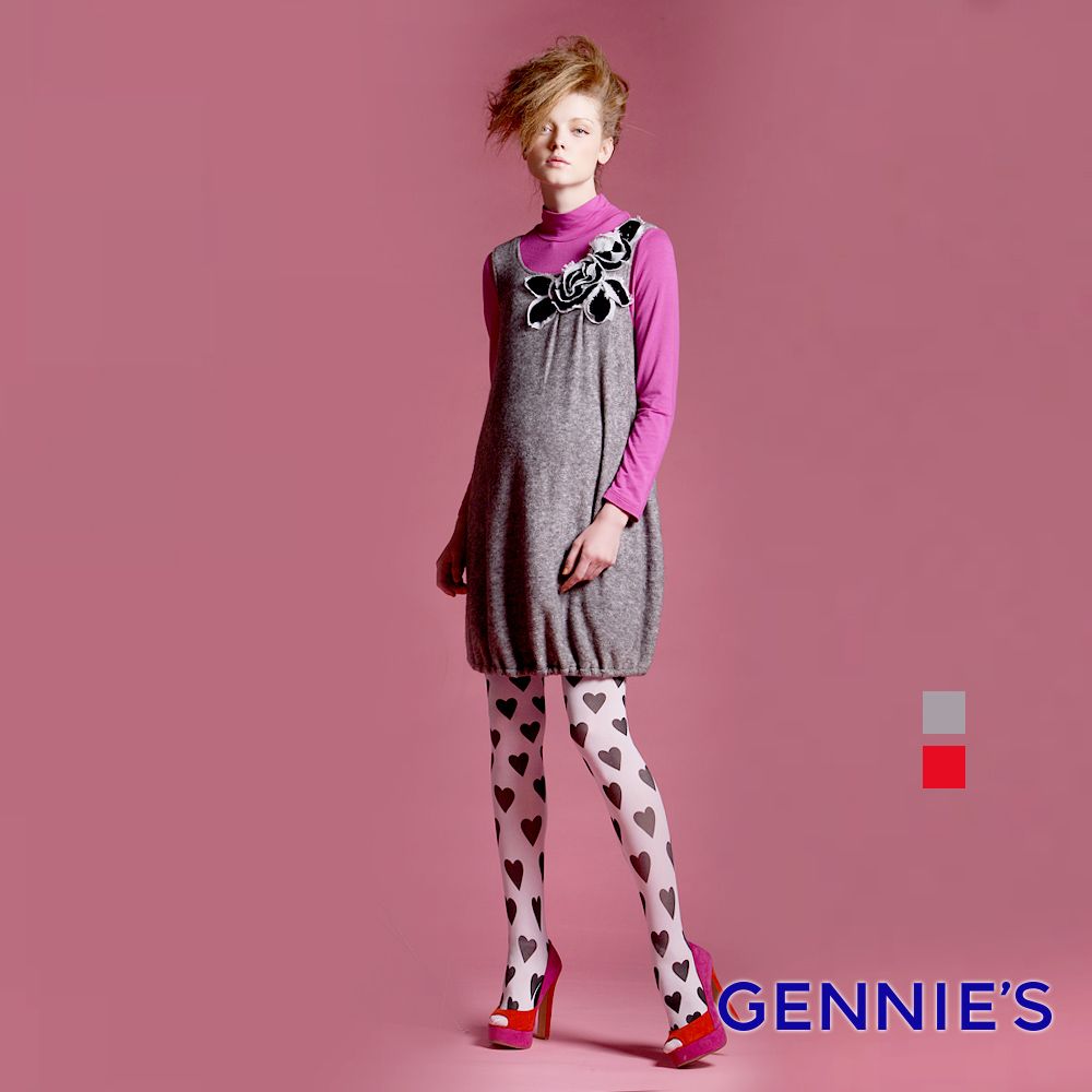 Gennies 奇妮 010系列-簡約花朵背心洋裝(紅/灰)