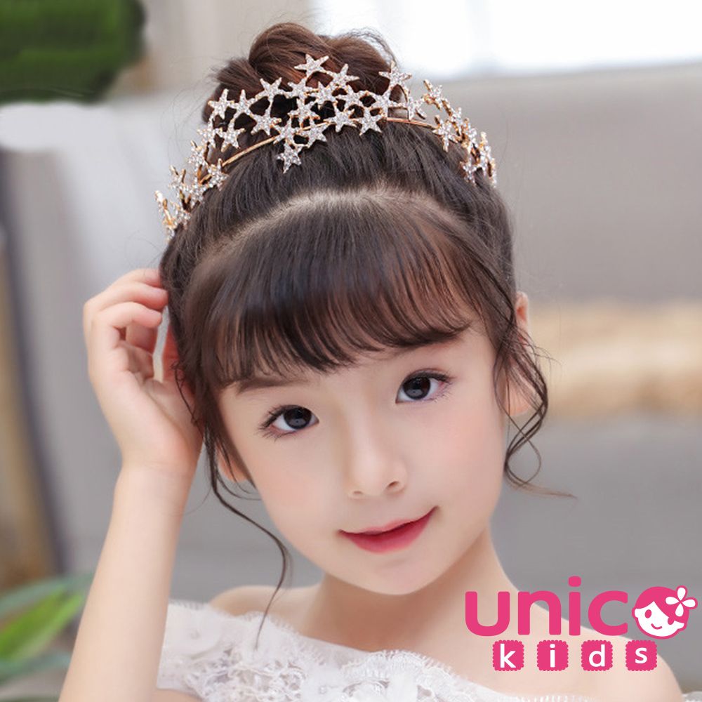 UNICO  兒童 小花童表演拍照金色星星帶鑽頭飾/配件