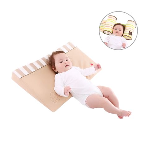 嬰兒定型枕防側翻枕頭+嬰兒三角防吐奶枕