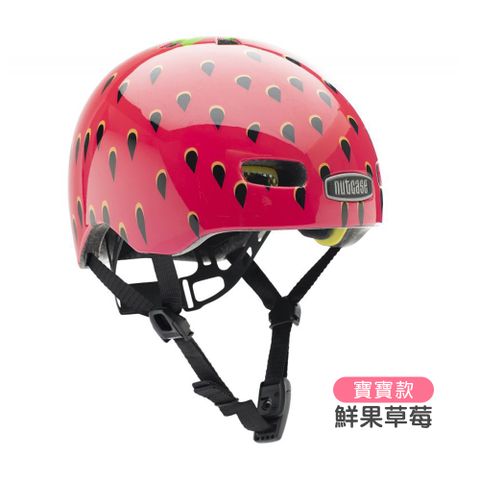【美國Nutcase】彩繪安全帽寶寶頭盔-鮮果草莓(單車/滑板/自行車/直排輪/安全防護/騎士帽/兒童防撞帽/小孩護具)