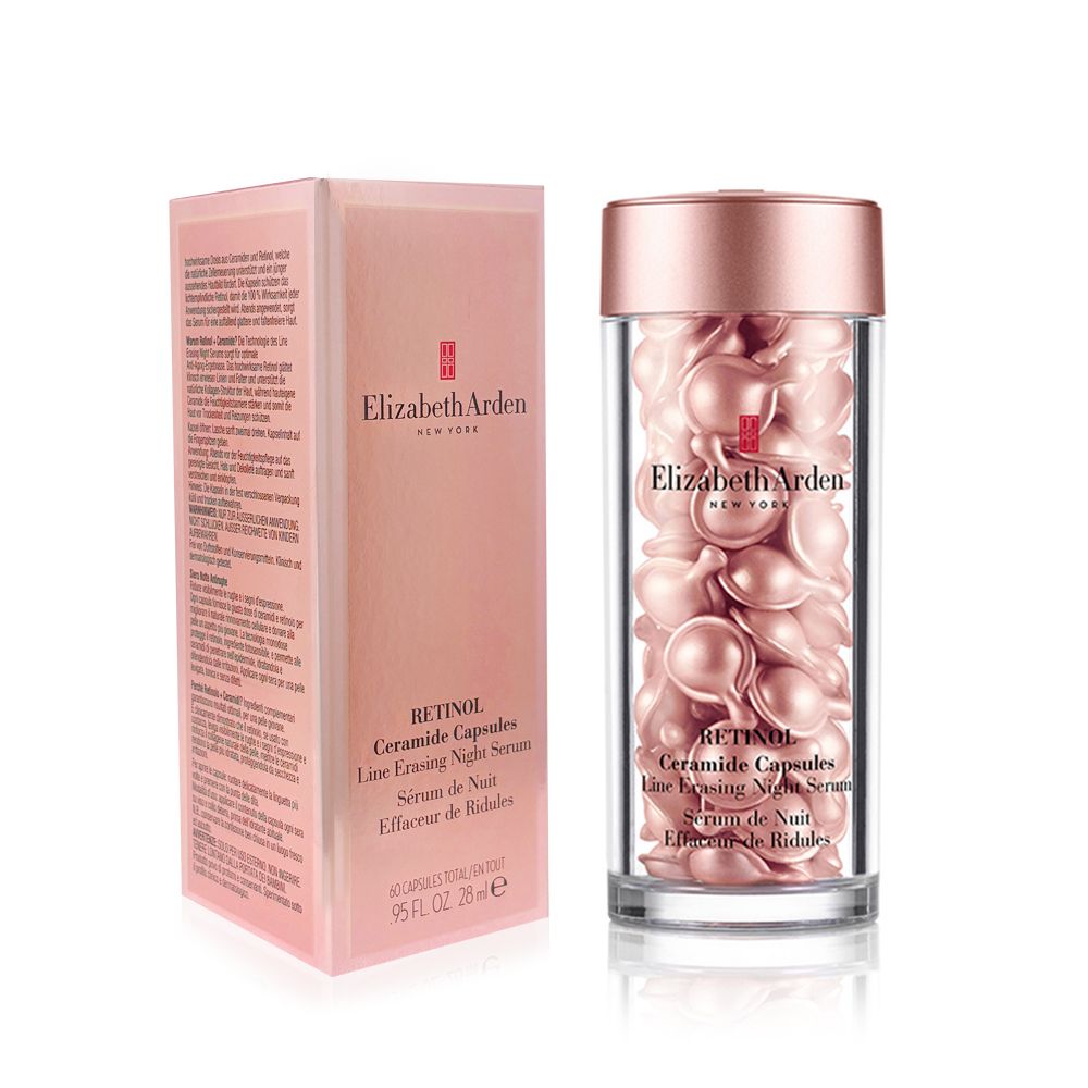 de lizabeth ArdenNEW YORKElizabeth ArdenNEW YORK E RETINOLCeramide Capsules Erasing  Sérum de Nuitur de Ridules60 CAPSULES TOTAL/EN TOUT   RETINOLCeramide CapsulesLine    de NuitEfface de Ridules