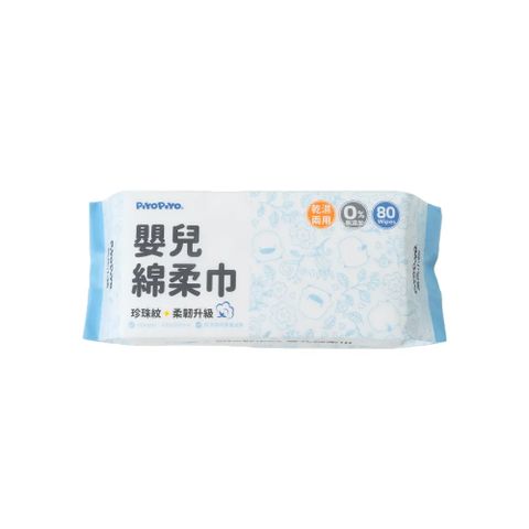 PiyoPiyo 黃色小鴨 珍珠紋柔韌升級嬰兒綿柔巾(80抽/包)