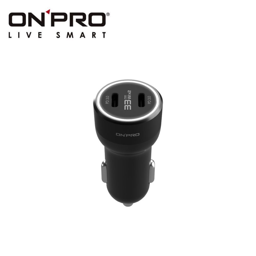 ONPRO  雙USB-C 快充 3.0 66W 急速車用充電器(黑) GT-P66CC