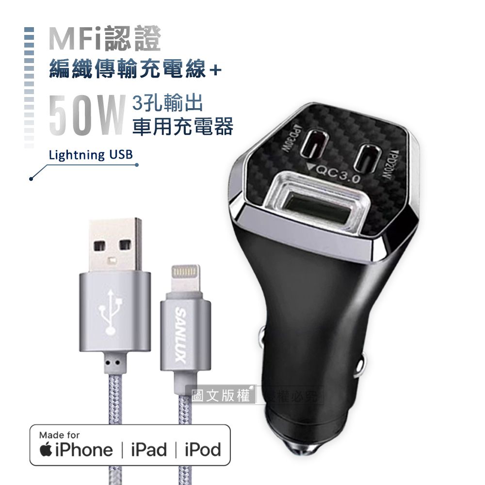 CITY BOSS 台灣三洋 MFi原廠認證線 Lightning USB  傳輸充電線(1M) +