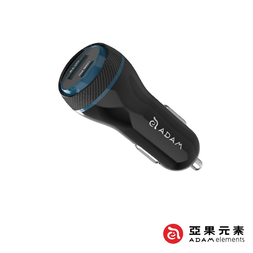 ADAM 亞果元素 OMNIA C1+ USB-C PD & QC 45W 雙孔極速車用充電器 黑