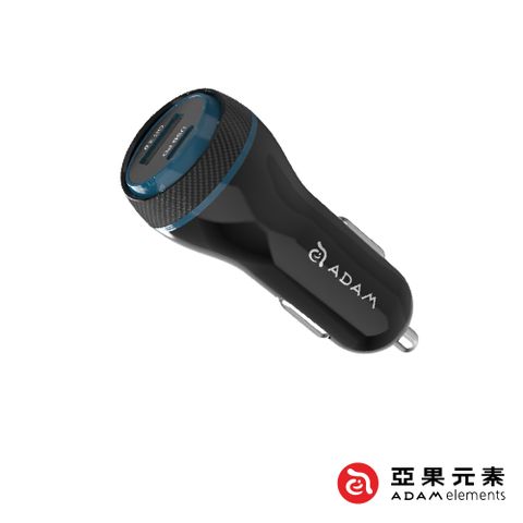 Adam 亞果元素 OMNIA C1+ USB-C PD & QC 45W 雙孔極速車用充電器 黑