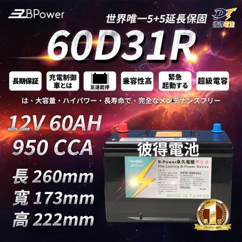 EzBPower 永久電瓶 60D31R 超級電容 鋰鐵電池 歐規電池 怠速熄火可安裝