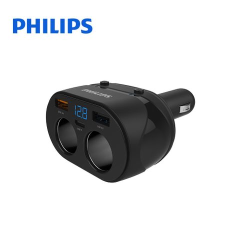 PHILIPS 飛利浦 電壓顯示一轉二雙USB(PD車充DLP3521NC)