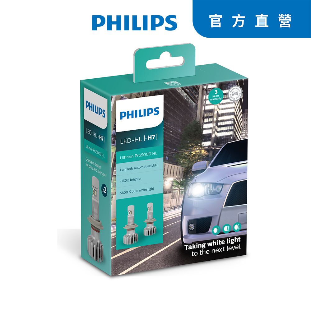 PHILIPS 飛利浦  Ultinon Pro5000 LED H3銳鑽光頭燈兩入裝(公司貨)