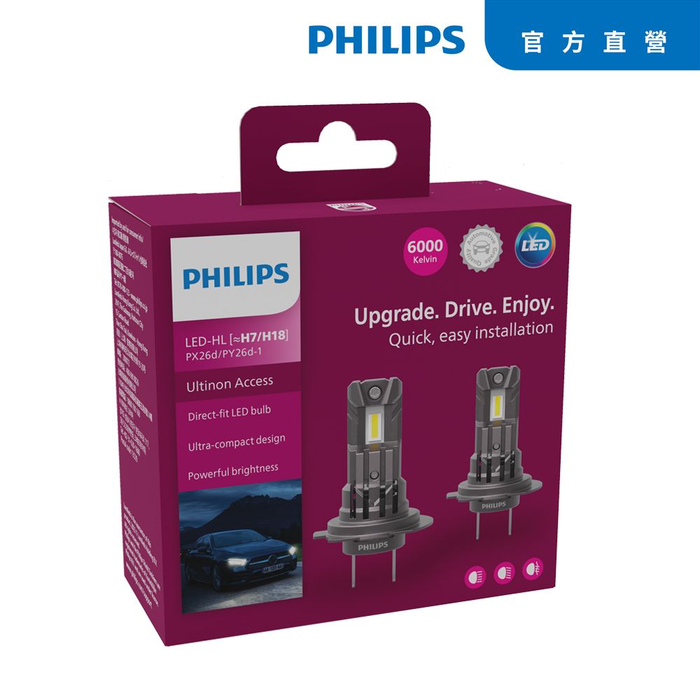 PHILIPS 飛利浦 LED U2500 直上升級型頭燈 +80% 白光6000K