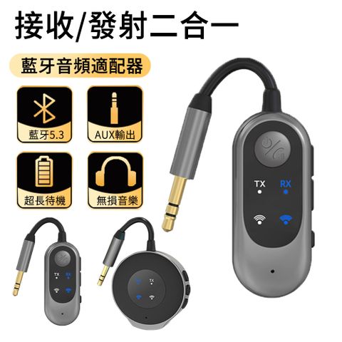 LUYOO 接收/發射二合一 車載AUX藍牙適配器 藍牙5.3音頻轉換器（汽車/音響/音頻接收器）