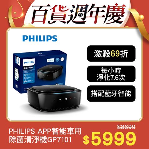 PHILIPS 飛利浦 APP智能車用除菌空氣清淨機GP7101