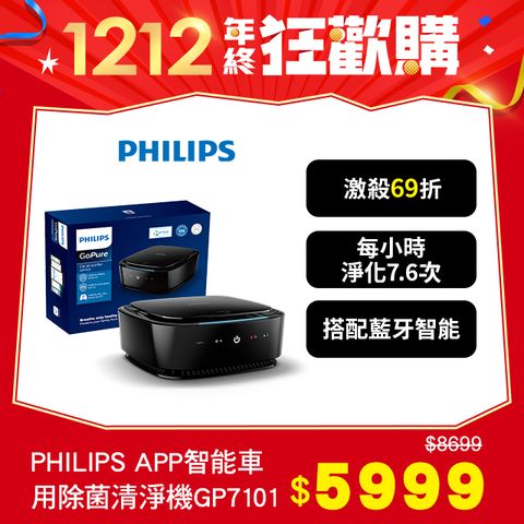 PHILIPS 飛利浦 APP智能車用除菌空氣清淨機GP7101