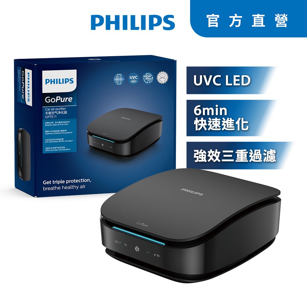 PHILIPS 飛利浦  UVC HESAMAX 3重防護車用空氣清淨機GP7511