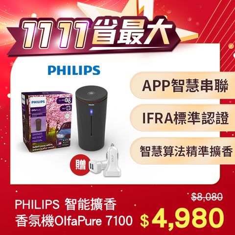 PHILIPS 飛利浦 智能車用香氛【 OlfaPure 7100 】智能擴香香氛機