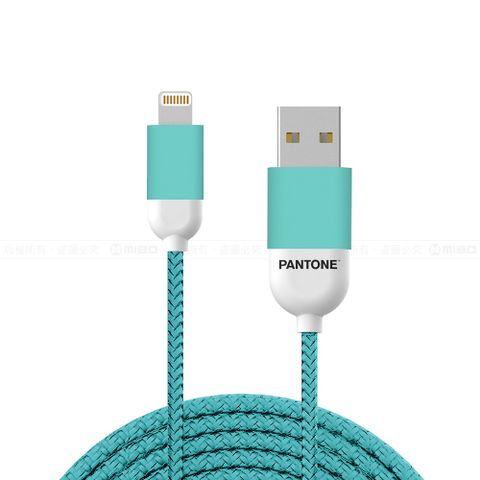PANTONE 彩通 USB-A to Lightning 充電傳輸線 1.5M 湖水綠