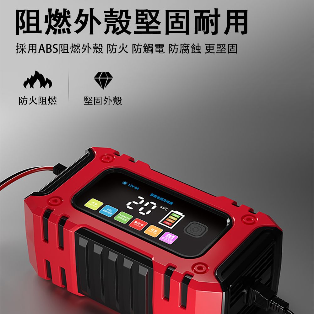 阻燃外殼堅固耐用採用ABS阻燃外殼 防火防觸電 防腐蝕 更堅固防火阻燃堅固外殼智能电阻充电器