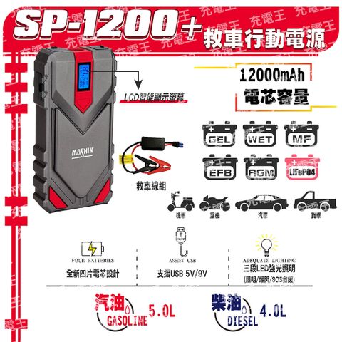 麻新電子 麻新 SP-1200+ 12000mAh 救車行動電源