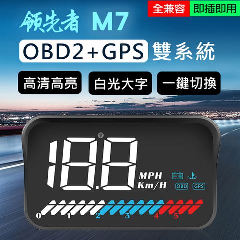 ★HUD/GPS 雙系統領先者 M7 白光大字體 3.5吋 HUD GPS+OBD2 雙系統多功能汽車抬頭顯示器