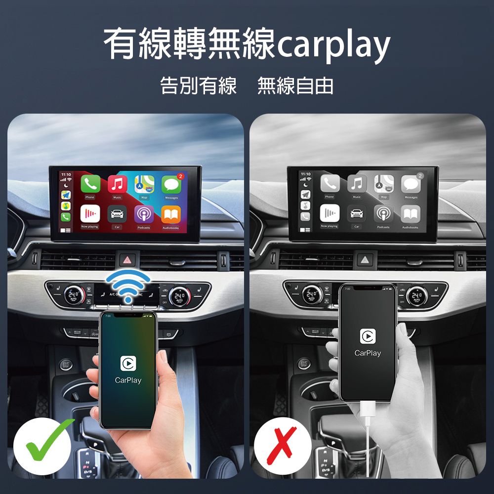 有線轉無線carplay告別有線 無線自由MessagesarPlay11:10PhoneMessages240CCarPlay