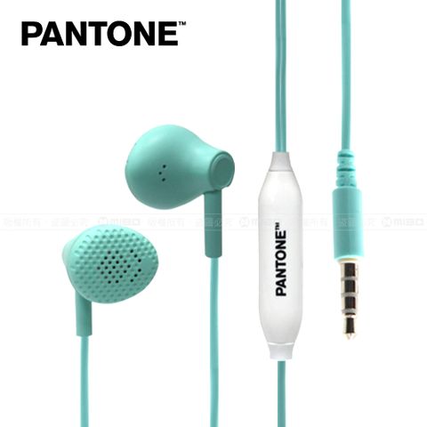聲歷其境立體聲PANTONE 彩通 3.5mm立體聲 半入耳式線控耳機 湖水綠
