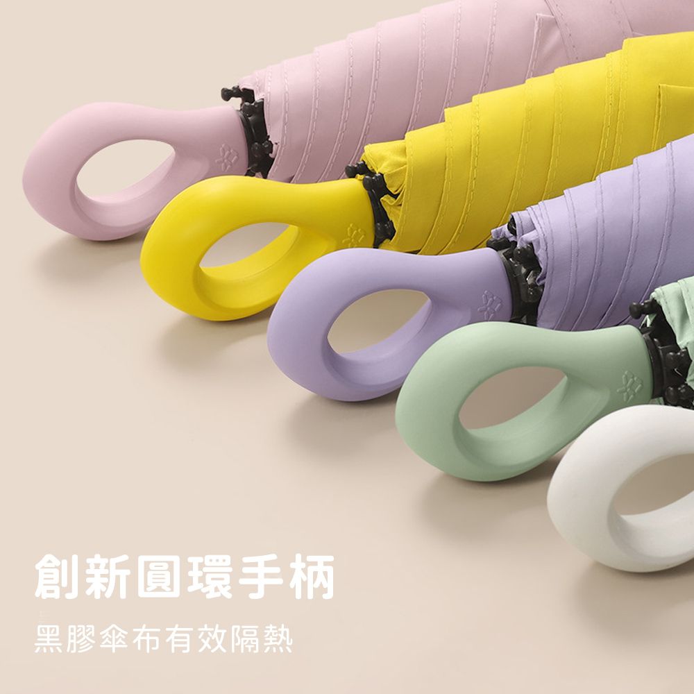 (買一送一)【好拾選物】圓環6折迷你折疊傘/黑膠遮陽傘/防曬/輕量-7色