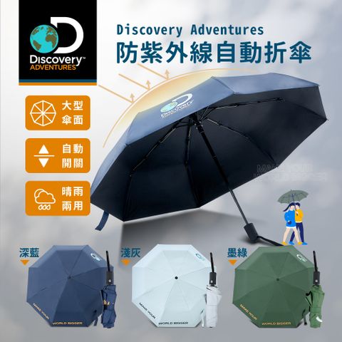 【Discovery防紫外線自動折傘-墨綠DF23915-GN】
