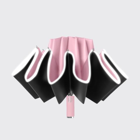 超輕量反向雨傘 ▶ 黑膠防曬 反向傘 自動傘 折疊傘 大傘面 - 粉紅超輕量 ! 不到0.5kg 單手操作