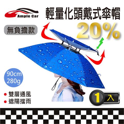 【Ample car】全新升級超輕纖維骨架雙層戶外防風防雨防曬傘帽(95cm)