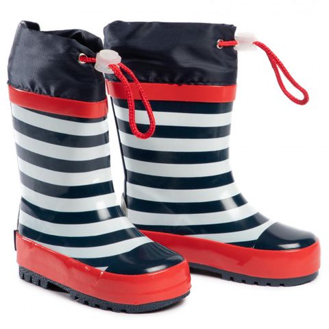 德國PlayShoes 天然橡膠中筒束口防水兒童雨鞋-海軍風