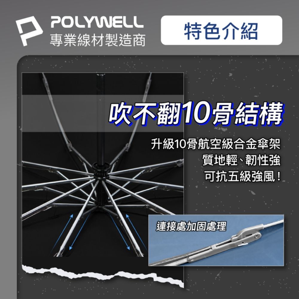 POLYWELL 寶利威爾 自動反向折疊傘