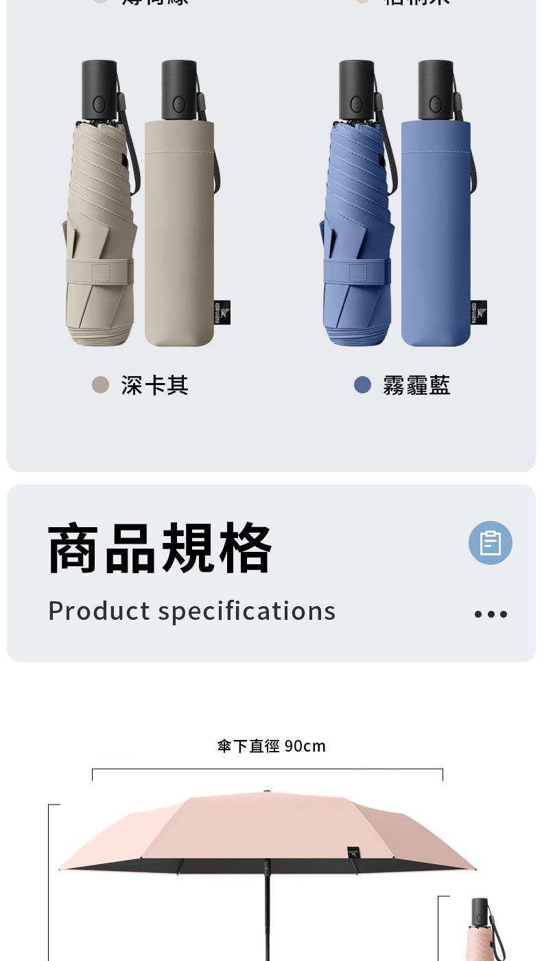 深卡其霧霾藍商品規格Product specifications傘下直徑 90cm
