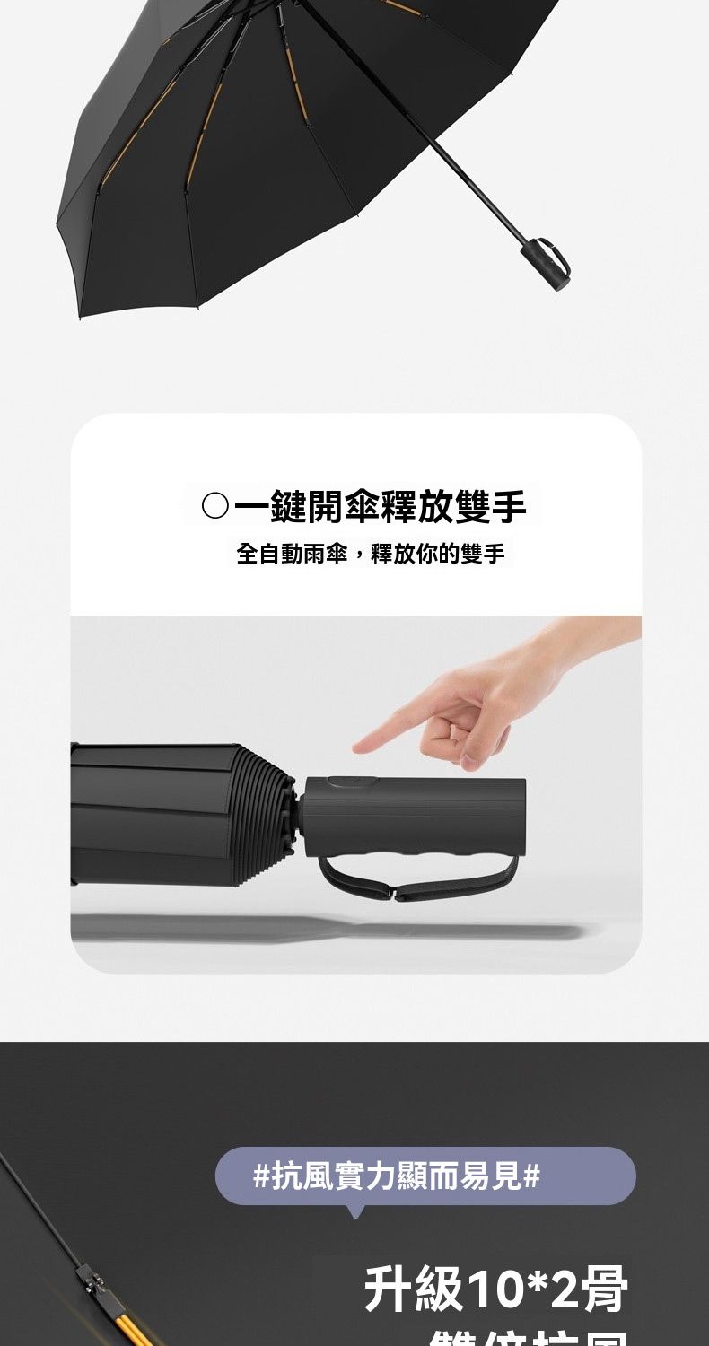 ○一鍵開傘釋放雙手全自動雨傘,釋放你的雙手#抗風實力顯而易見#升級10*2骨
