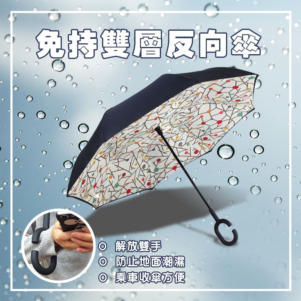 lebon 樂邦 圖案雙層反向C型雨傘(雙層傘布 防風 抗UV 202800)