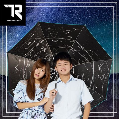 【TDN】一鍵秒收 超輕量星空加大降溫秒收傘黑膠反向傘自動收傘(超強防風折傘晴雨傘B7433)