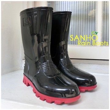 Sanho 三和牌 典雅清漾半統雨靴帥氣黑