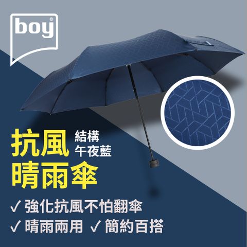 BOY 【德國】三折防風晴雨傘_(結構-午夜藍)