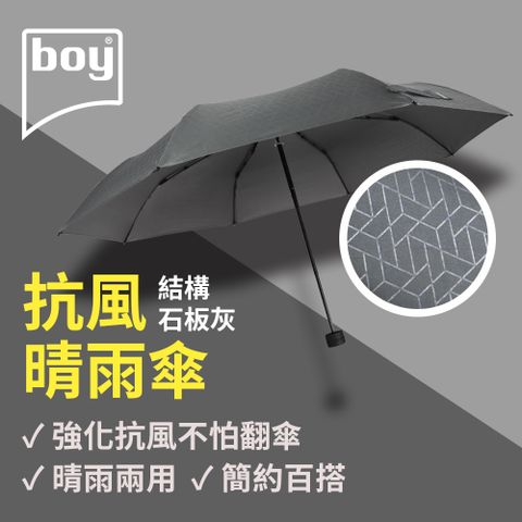 BOY 【德國】三折防風晴雨傘_(結構-石板灰)